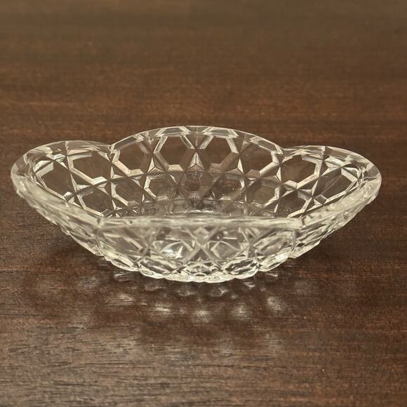 VTG Salt Cellar Oval Clear Glass Open Starburst Star Trinket Dish Candy Bowl - Picture 11 of 14